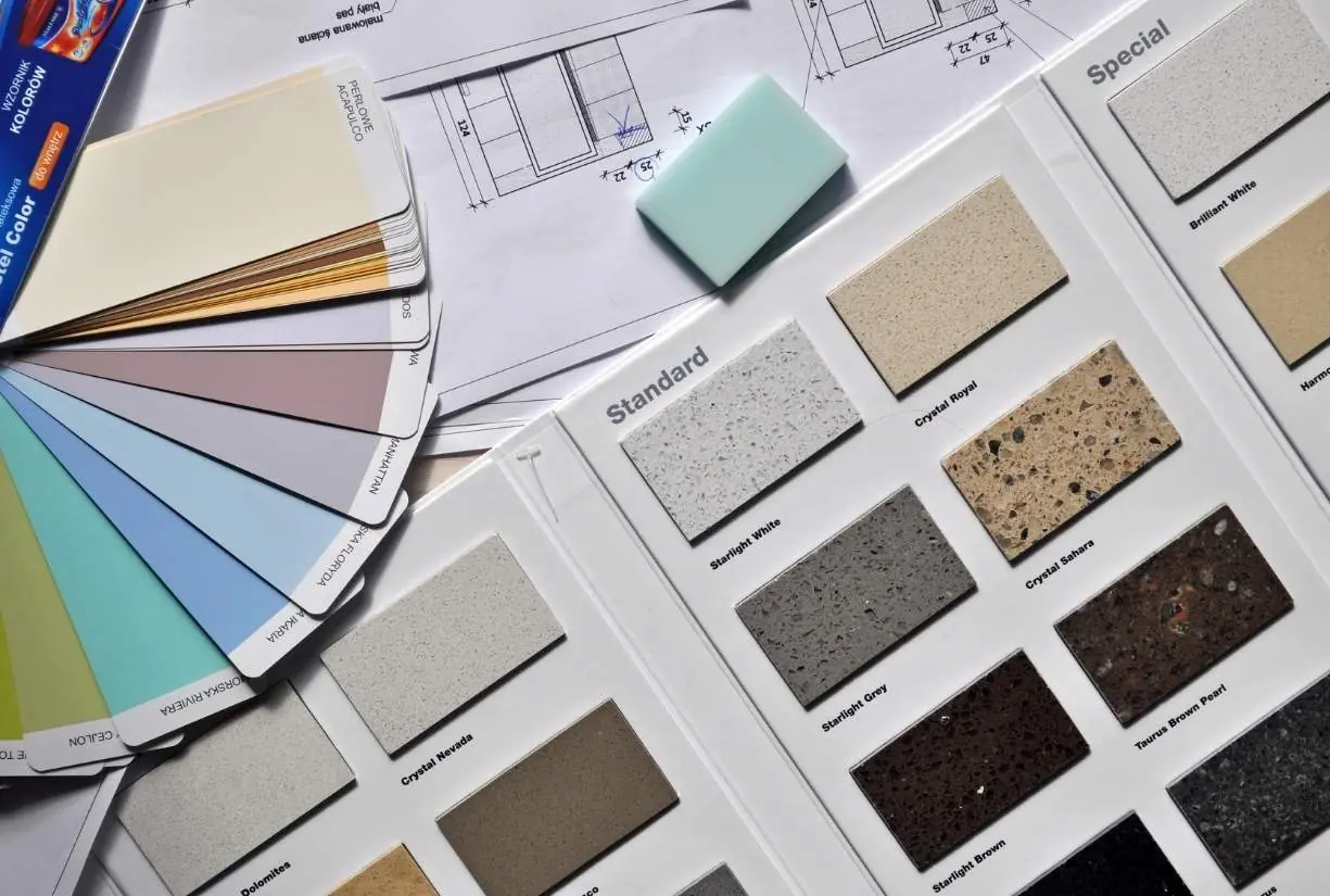Palette de couleurs et échantillons pour décoration d'intérieur